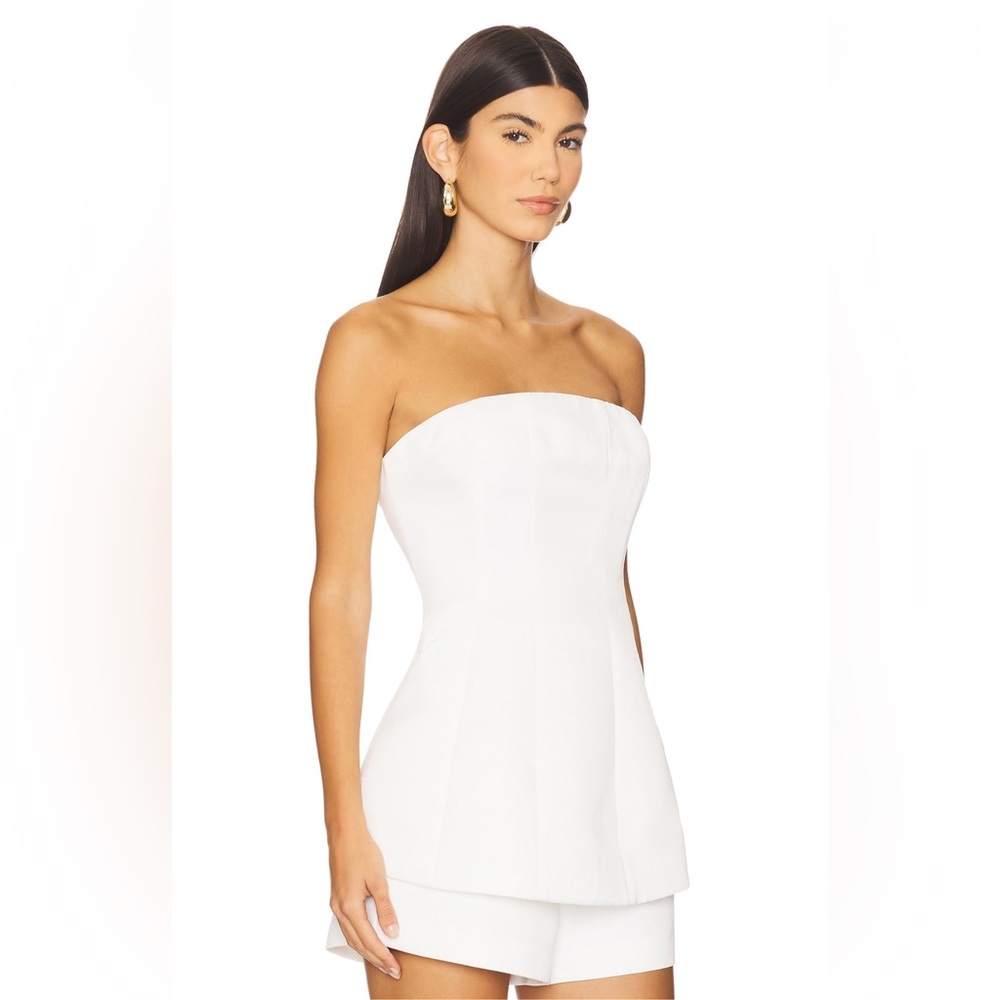 NWT Lovers + Friends | Jean Strapless Peplum Top in White Size Small
